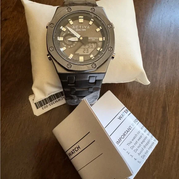 ActivaDual Time Silver and gun metal color watch